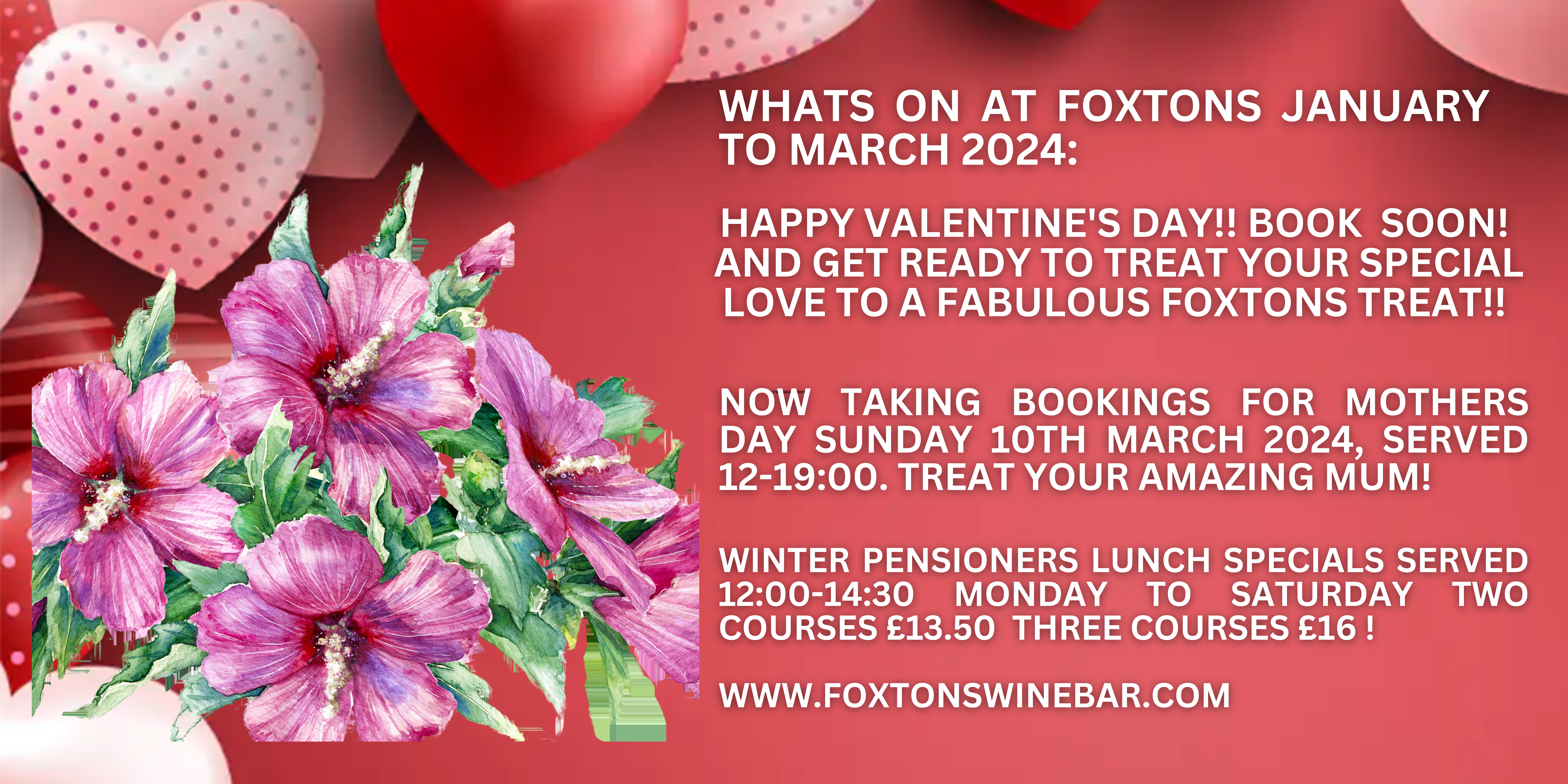 Whats on at Foxtons Winter Spring 24